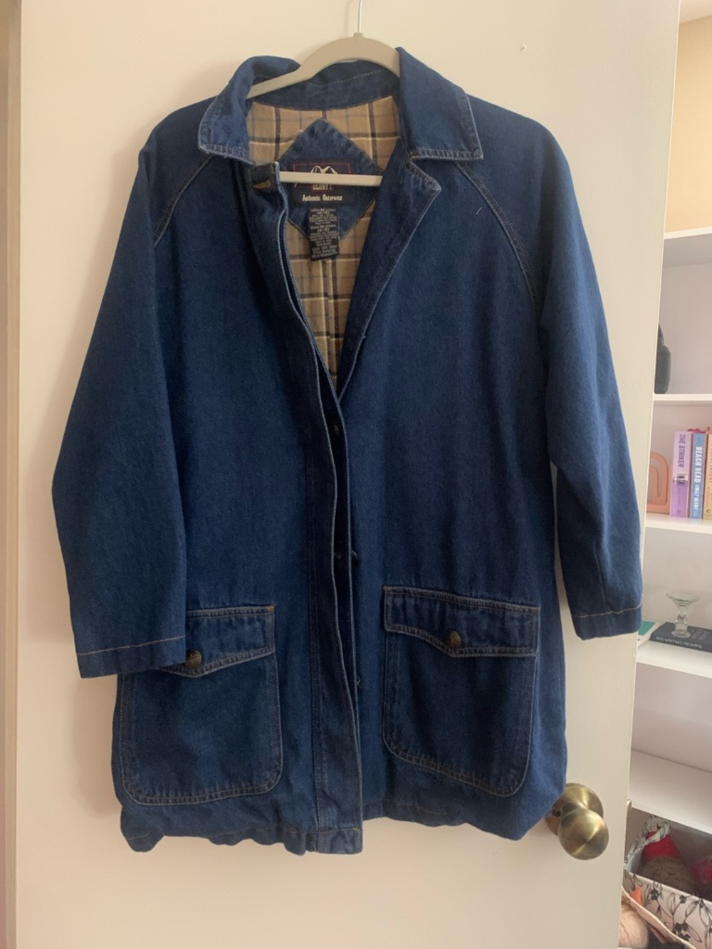 Faded glory Jeans Blue Denim Jacket with Plaid Lining